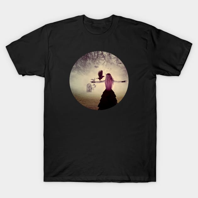 Woman with a crow T-Shirt by AnnArtshock